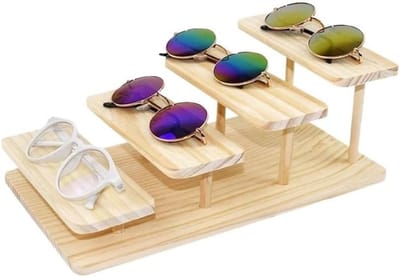 Brillenstandaard Houten - Zonnebril Display - Collectie Organiseren - 2-5 Laags Opties - 41x18x14.5 cm - Houtkleur