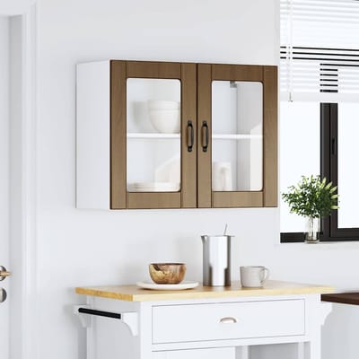 vidaXL - Keukenbovenkast - met - glazen - deur - bewerkt - hout - bruin - eikenkleur