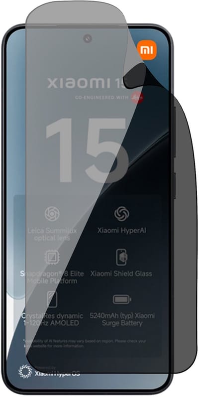 Privacy Screenprotector geschikt voor Xiaomi 15 - 1x FlexGuard Screen Protector