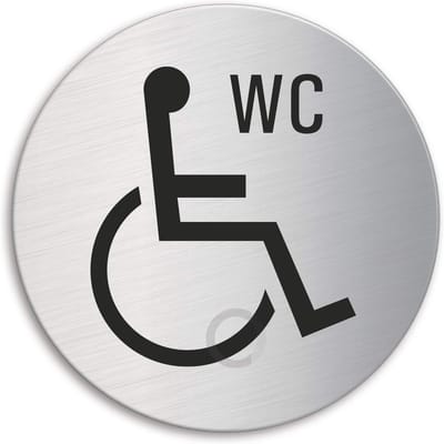 Toilet deurstickers voor gehandicapten Ø 75 mm - RVS zelfklevend