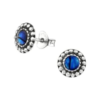 Aramat Jewels | Oorbellen | Zilveren Blauw Abalone Oorbellen 8 mm | | | |8mm | Zilver | Volwassenen | Verkleurd niet