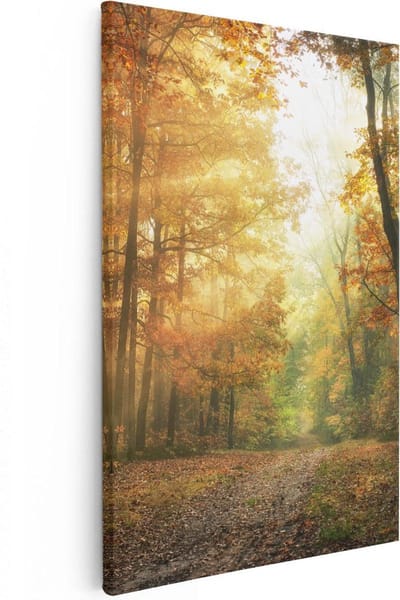 Artaza Canvas Schilderij Bos - 40x60 cm - Wanddecoratie Herfst - Muurdecoratie Landschap - Schilderijen Op Canvas Natuur