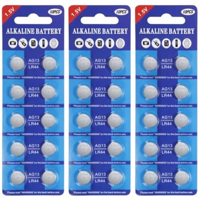 30 stuks AG13 LR44 1,5 V Alkaline Knoopcelbatterijen - Mercury Vrij