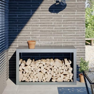Houthaard Rek - Hout Opslag - Haardhout Houden - Roestbestendig Staal - 100 x 40 x 60 cm - Grijs