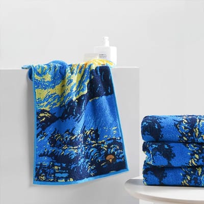 Coton Pur Classe A Absorbant Bain, Coton Épaissi, Serviette en Coton Classique Ménage Adulte 76*34cm blue