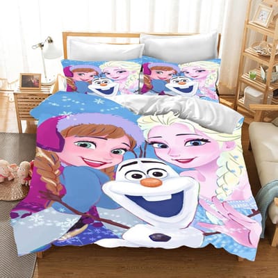 Kinder Frozen Prinses Beddengoed Set Elsa Beer Dekbedovertrek Queen met Kussensloop 3D Kinder Beddengoed Set 180*220cm 3pcs