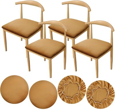 Stoelhoezen voor Eetkamerstoelen 35-50 cm / 14-19 inch Stoelhoes van Luxe Fluweel, Superrekbaar, Perfecte Pasvorm, Zacht en Mooi, Wasbaar, Stofafstotend (4, Kaki)