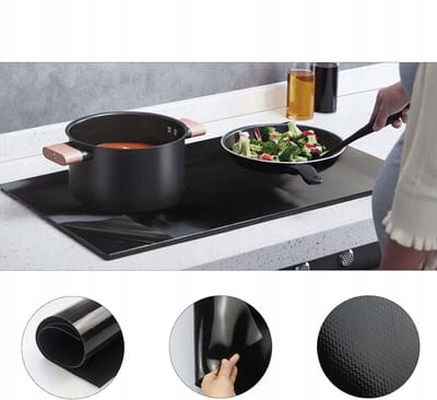 Siliconen Inductiekookmat - Oliebestendige Mat - 52*61cm - Zwart - Glasvezel Siliconen - Gemakkelijk Schoon te Maken