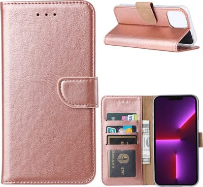 iPhone 13 Mini hoesje - iPhone 13 Mini Bookcase - Hoesje iPhone 13 Mini - iPhone 13 Mini Bookcase - Roségoud