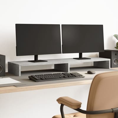 vidaXL - Monitorstandaard - 100x27x10 - cm - bewerkt - hout - betongrijs