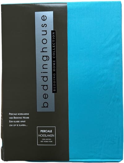 Beddinghouse Luxe Percale Katoen Hoeslaken - 140x200 cm - Aqua - Extra Hoge Hoek 30 cm - Perfecte Pasvorm