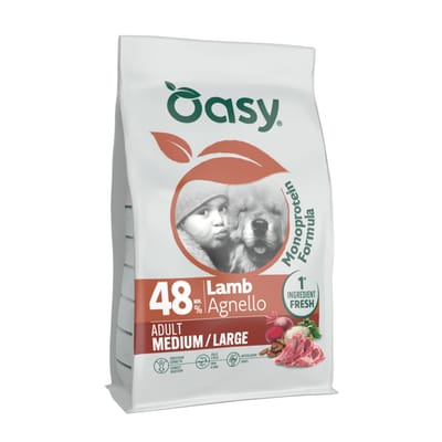 Oasy Adult Medium/Large Hondenbrokken met Lam - Dubbelpak: 2 x 10 kg