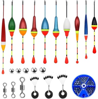 Dailygoods- Dobbers Set van 10 Stuks - Lichtgewicht - Visspullen - Rubber Stopper - Geschikt voor Rivier/Pond/Meer - Flexibel Bevestigen - Visfloat