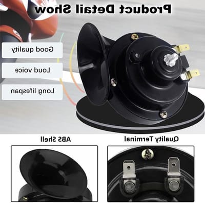 Waterdichte Elektrische Toeter voor Motoren en Scooters - 12V Rond Geluidssysteem, Zwart, Geluidsversterker, Accessoire voor Motorrijders