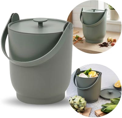 FARMARKVAST Bioafvalbak met deksel, keukenafvalbak, keukencompostbak 4L
