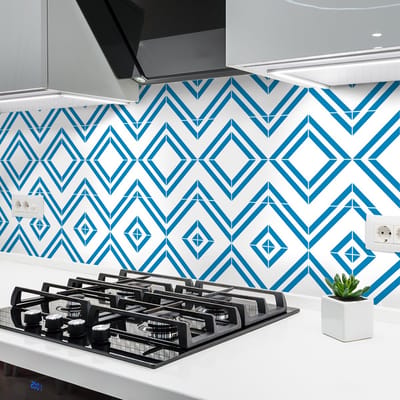 Zelfklevende tegelmuurstickers voor keuken en badkamer - 24 FIORA Azulejos cementtegelstickers - 24 stickers, 15x15cm