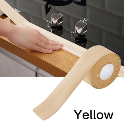 Bande d'étanchéité pour douche et baignoire, bande de calfeutrage autocollante, autocollant mural étanche, bande de bord d'évier pour salle de bain, accessoires de cuisine 2.2cmx3.2m jaune