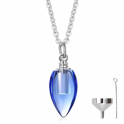 Luxe Ashanger - met Ketting (55 cm) - Voor As, Haren of Parfum - Assieraad - As Ketting - Gedenksieraad - Urn - As Hanger - Incl. As vuller en Opbergzakje - Ice Teardrop