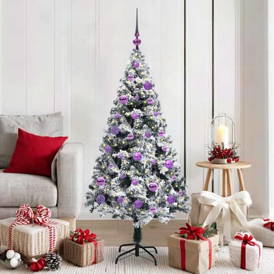 vidaXL - Kunstkerstboom - met - 150 - LED - Wit - 150 - cm - PVC - en - Staal - en - Kunststof