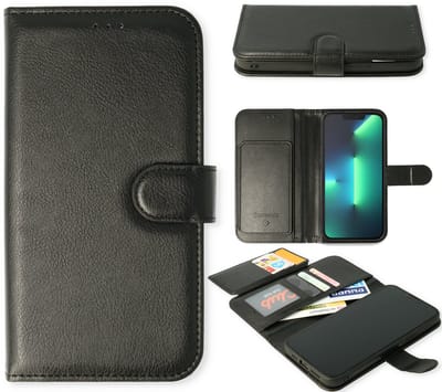 Casemania Hoesje Geschikt voor Apple iPhone 17 - Zwart - Geschikt voor MagSafe - 2 in 1 Luxe Kunstlederen Portemonnee Book Case met Extra Vakken