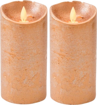 Anna Collection LED kaars/stompkaars - 2x st- koper - 15 cm - met bewegende vlam