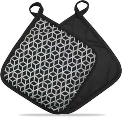 Set van 2 Hittebestendige Katoenen Pannenlappen met Tas - Wasbare en Antislip Keukenaccessoires