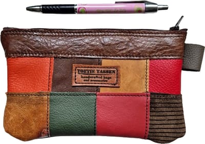 Toetie & Zo - Handgemaakte Etui - Leer - Rood - Bruin - Groen - Patchwork - Telefoontas - Makeuptas - Pennenetui - Medicijnhoesje