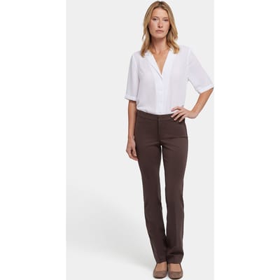 Slim Fit Broek in Ponte Knit | Koffieboon