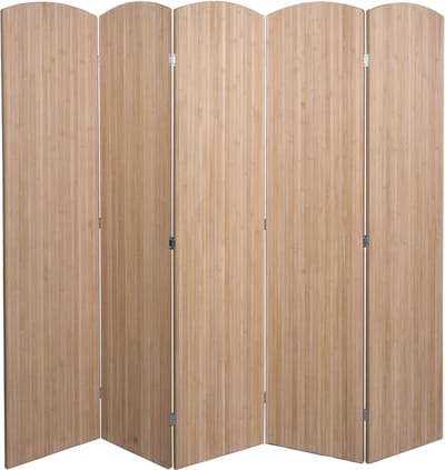 Bamboe kamerscherm MCW-O30, ruimteverdeler, scheidingswand, zichtbescherming, opvouwbaar, 5 panelen, 170 x 204 cm