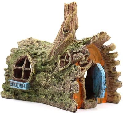 Dwergen Huisje Ornament voor Aquarium – 22825 cm - Realistisch - Onderwaterwereld - Vis Tank Decoratie - Sfeervol - Aquarium Ornament - Decoratief - Visvriendelijk - Dwergen Thema - Sprookjesachtig