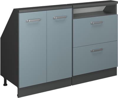 Vicco R-Line Keukenkast voor schuine wand – 120 cm Set van 2 Blauw-grijs/antraciet
