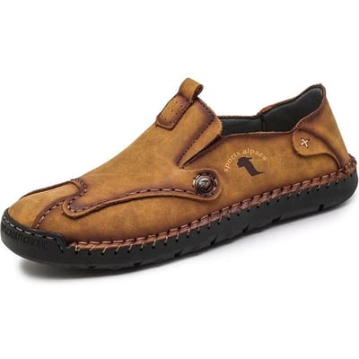 Herenschoenen van leer Lente en Herfst plus Maat Britse Trend Instappers Lazy Hand-Driving Casual Leren Schoenen 46 bruin