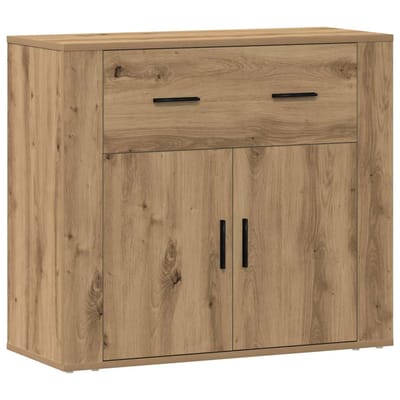 vidaXL - Dressoir - 80x33x70 - cm - bewerkt - hout - artisanaal - eikenkleurig