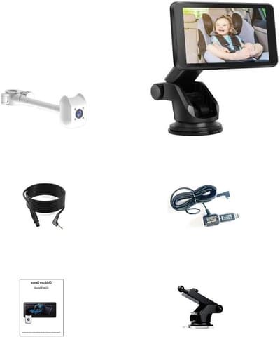 Baby Achterbank Monitor - Autobabyfoon Kind - Kind Toezicht - Nachtzicht Real Time - 7 Inch Scherm - Zwart