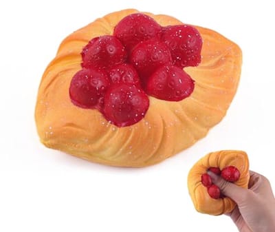 Zachte Stressbal Speelgoed voor Kinderen - Aardbei-Danish Squishy Schuim, Schattige Grote Squeezy Speelgoed