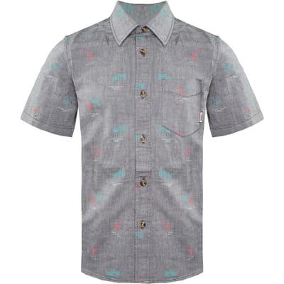Vans Off The Wall Korte Mouw Kraag Palmprint Grijs Kindershirt