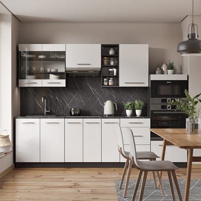 Vicco Fame-Line Complete keukeneenheid – 280 cm, WB Antraciet Wit hoogglans/antraciet
