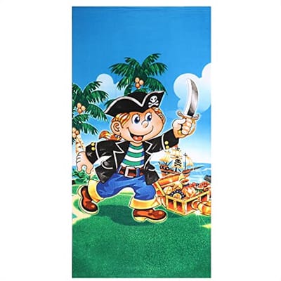 Kleurijke badhanddoek met piratenmotief - zachte handdoek voor strand en zwembad 75 x 150 cm