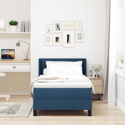 vidaXL - Boxspring - bed - met - kussen - met - hoofdeinde - Blauw - 200 - x - 90 - cm - Stof