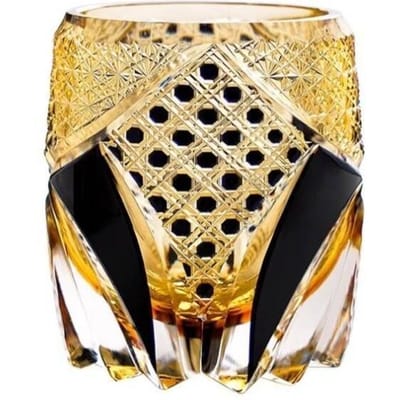 Japan Zwarte Krijger Pantser Edo Kiriko Whiskey Glas Hand gegraveerd Amber Kristal Brandy Xo Rock Wijn Snifter Whiskey Beker Voor Cadeau 220ml black
