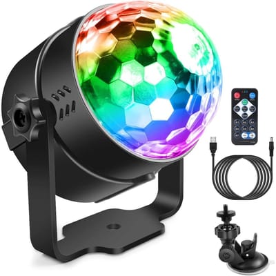 GELLDG Discobal - LED-discolamp - Muziekgestuurd - Mini DJ-feestlamp - Met zuignap - Geschikt voor KTV, festivals, familiebijeenkomsten, kinderverjaardagscadeaus