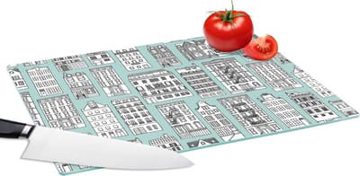Glazen Snijplank - 39x28 - Patronen - Huizen - Scandinavisch - Snijplanken Glas