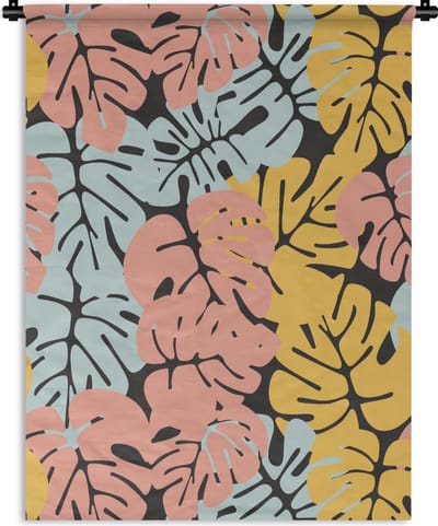 Wandkleed - Wanddoek - Monstera - Hawaii - Design - Pastel - 90x120 cm - Wandtapijt