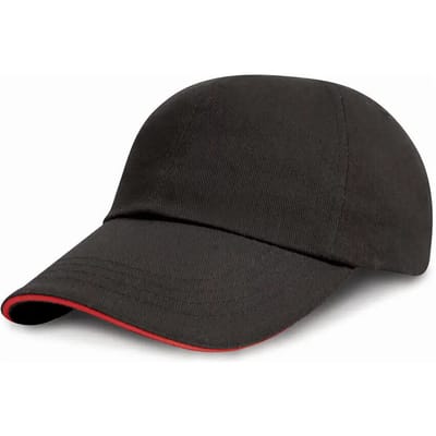 Result Junior Heavy Brushed Cotton Cap RH24PJ - black/red - One size