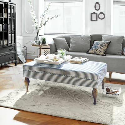 LOBERON Footstool Ulysette wit/blauw