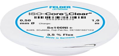 Felder ISO-Core Clear Sn100Ni+ Soldeertin Spoel Sn99,25Cu0,7Ni0,05 0.5 mm