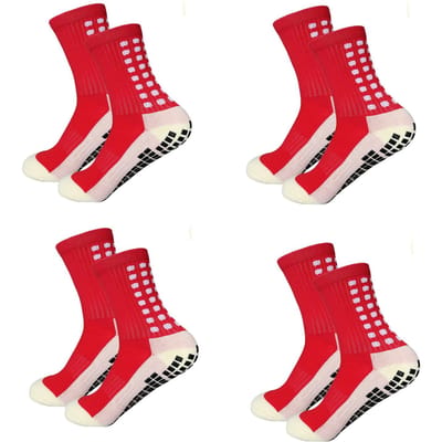4 Paar Heren Voetbalsokken Anti Slip Non Slip Grip Pads voor Voetbal Basketbal Sporten Grip Sokken One Size white