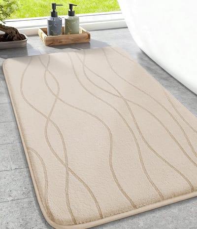 Badmat, antislip, wasbaar, zacht, absorberend, douchemat voor badkamer, beige, 43 x 61 cm