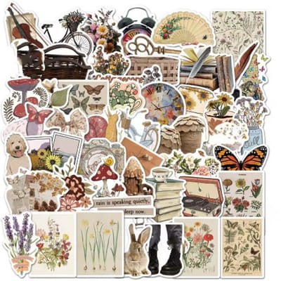 Scoby - Washi Stickers - Retro Bloemen - Scrapbooking Stickers - Washi Stickers - Bullet Journal - 60 Stuks