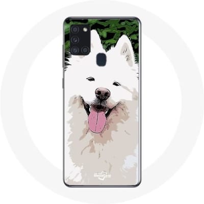 Hoesje - Samsung - Galaxy A21S - Samojeed - Wit - Hard wit